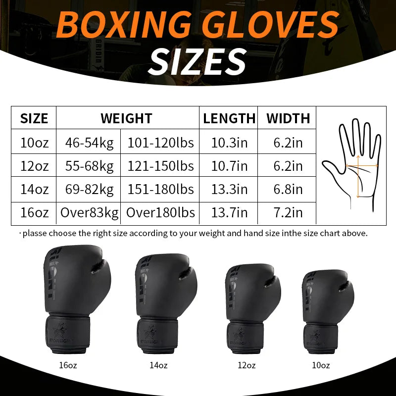 Guantes de Boxeo Pro, (Muay Thai y Kickboxing) Guantes de Combate para Adultos